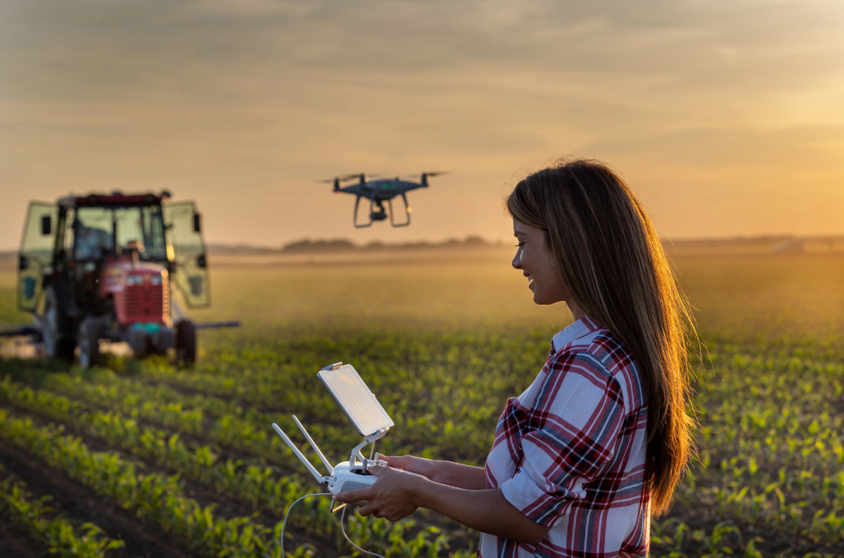 farmer with new drone