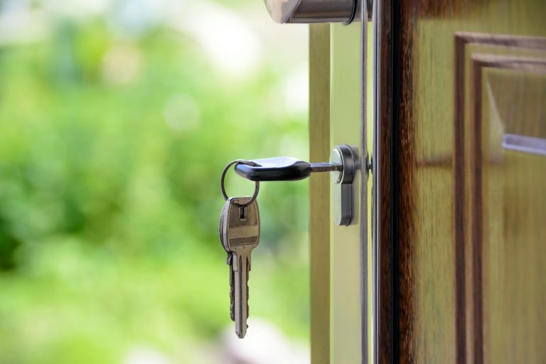 Key in a front door lock of a modern home in Waurn Ponds, Geelong.